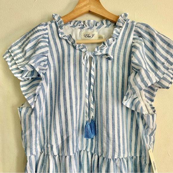 NWT Eliza J Stripe Flutter Cap Sleeve Babydoll Dress - Picture 5 of 6